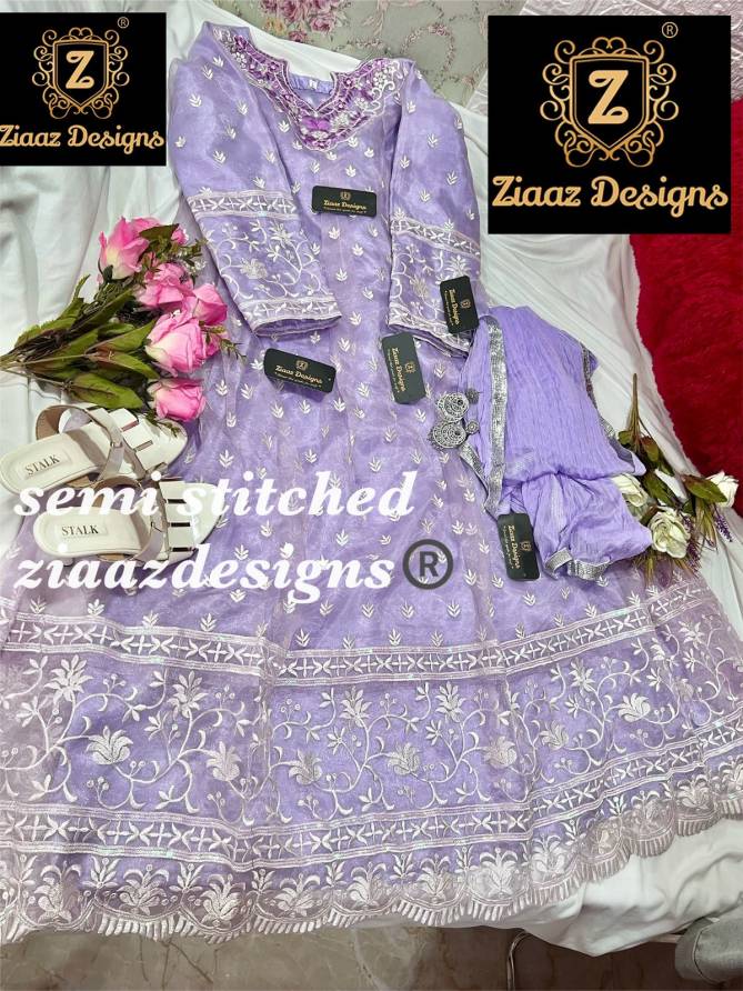 Ziaaz Designs Noor Lavender Festive Wear Designer Pakistani Salwar Kameez